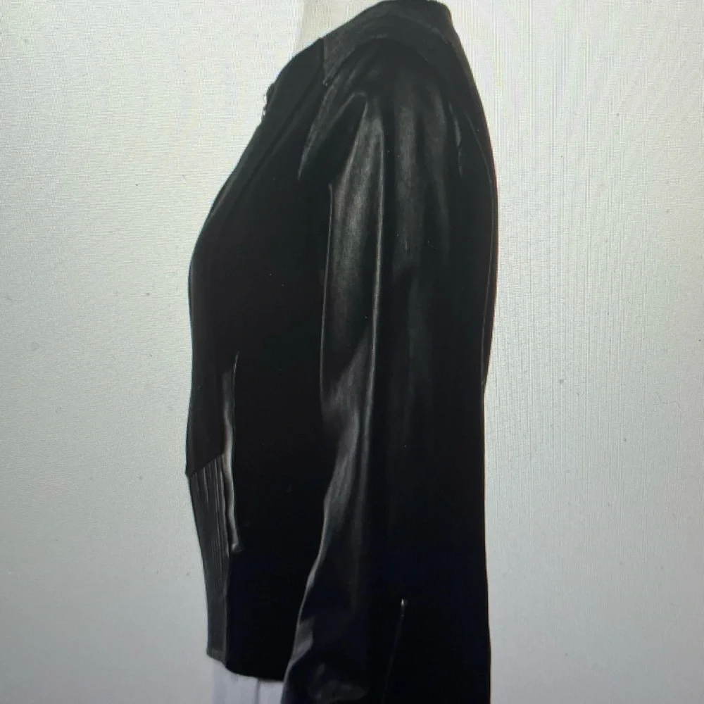 Anne‎ Fontaine Lambskin jacket, black, collarless, slit pockets, zip closure s M - Picture 2 of 4